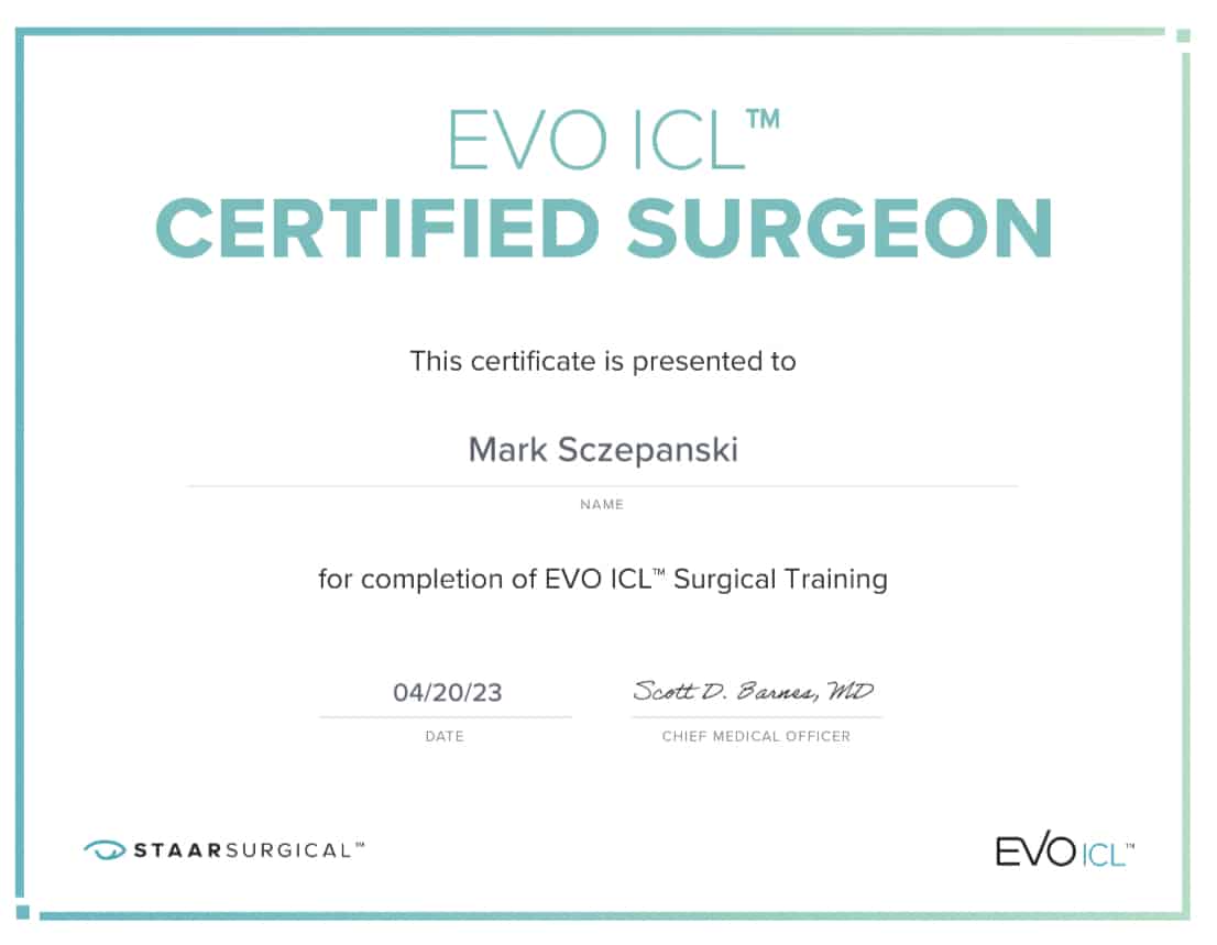 EVO ICL Certificate